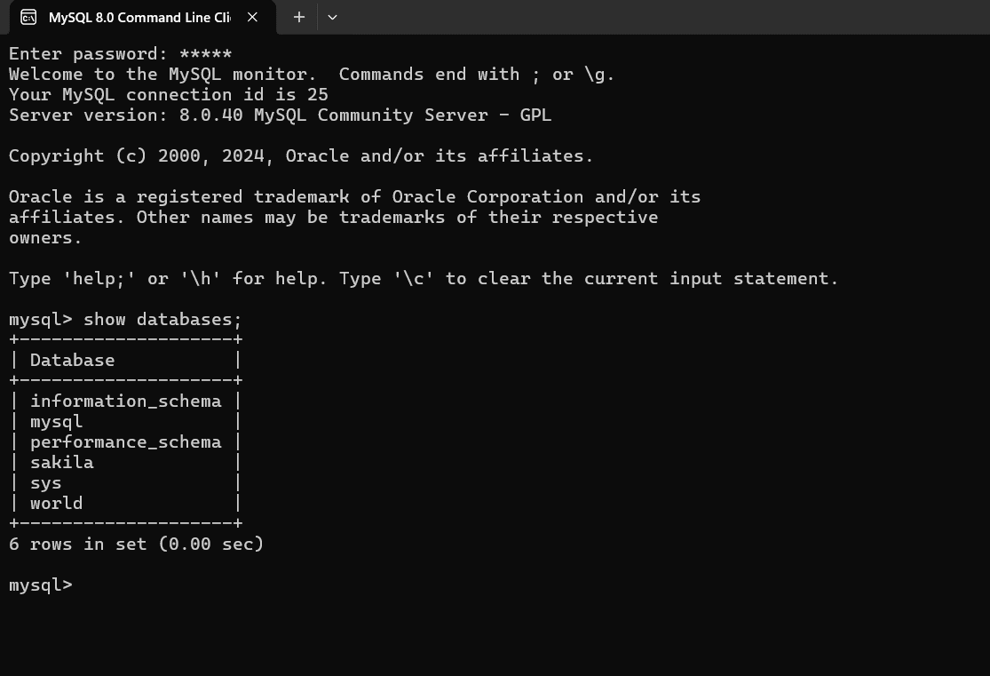 MySQL comand line client