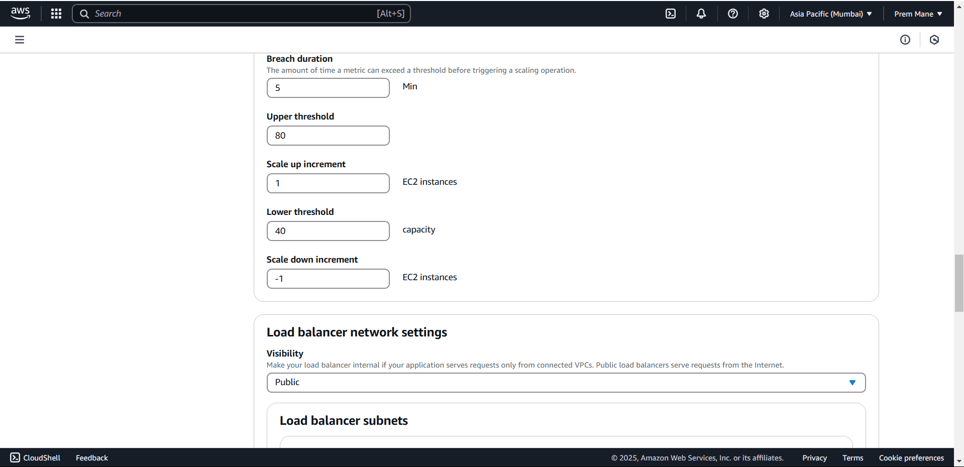 Scaling trriggers settings