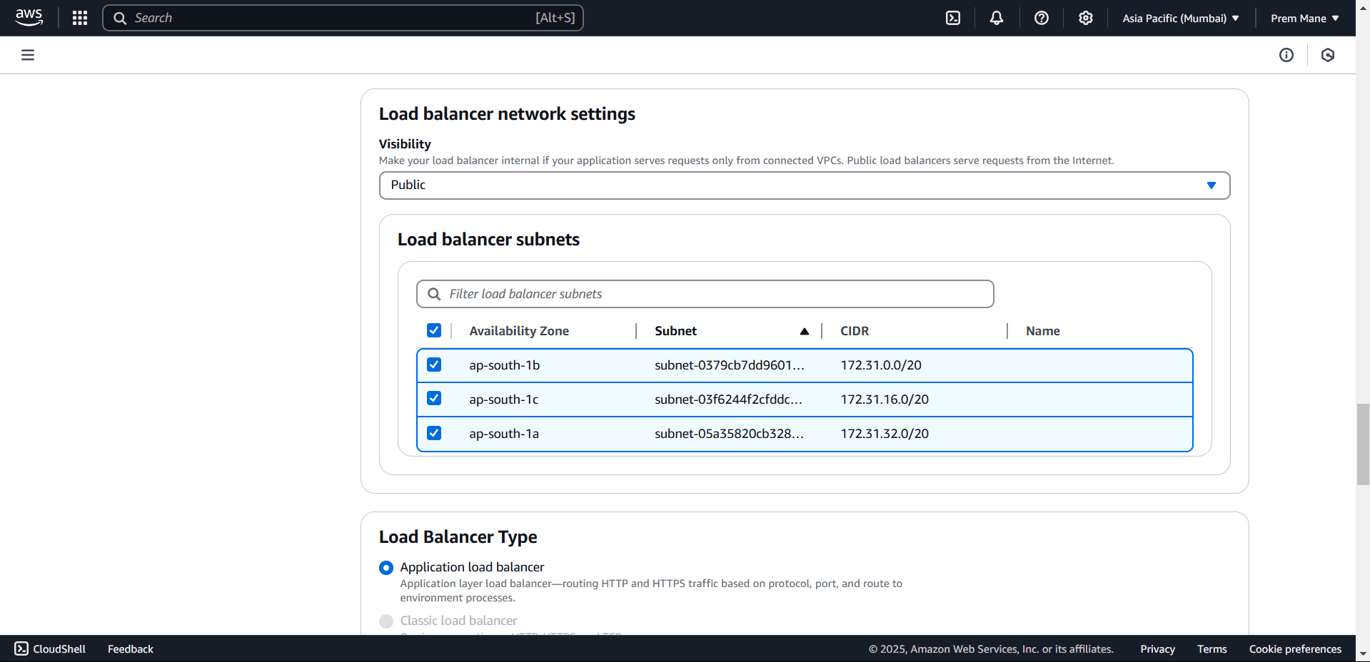 Load balancer network settings