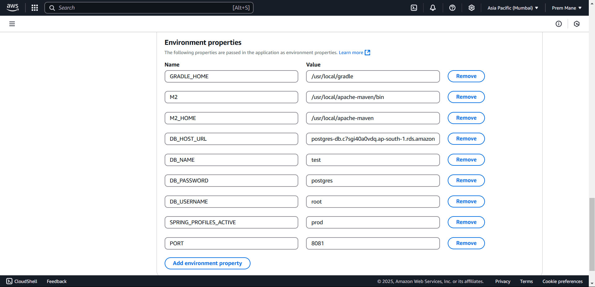 Environment properties