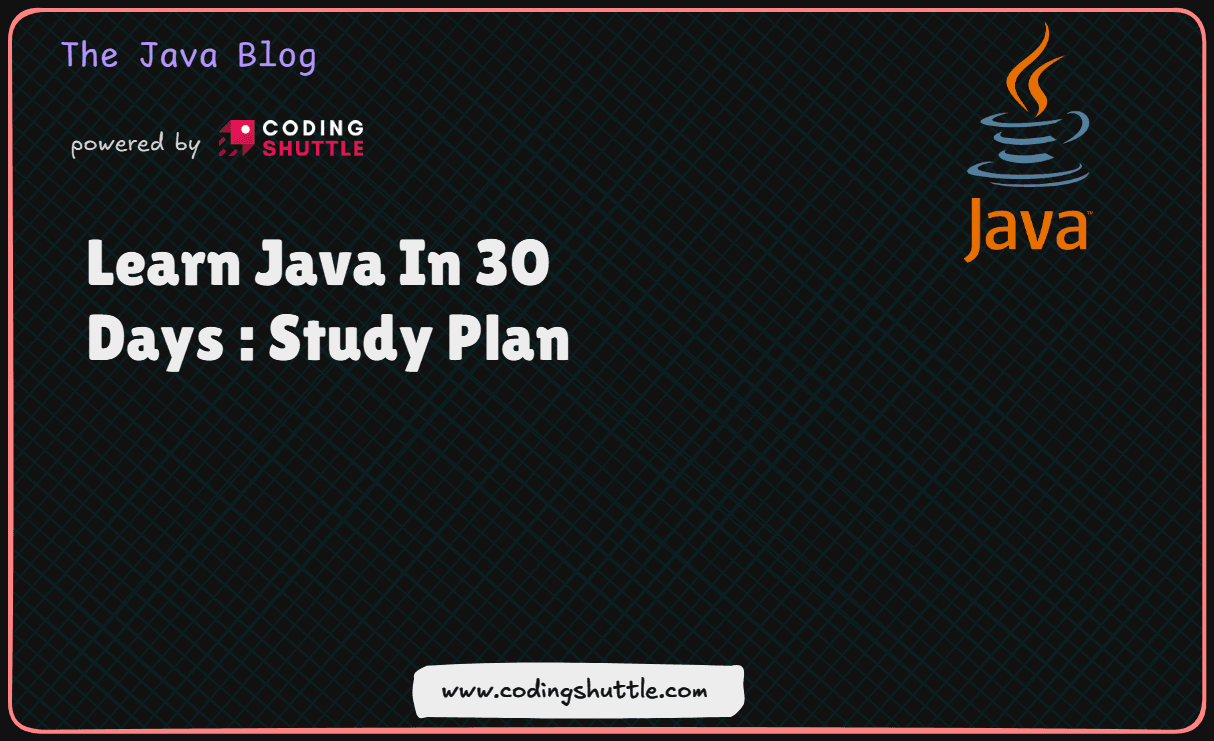 Learn Java In 30 Days : Study Plan