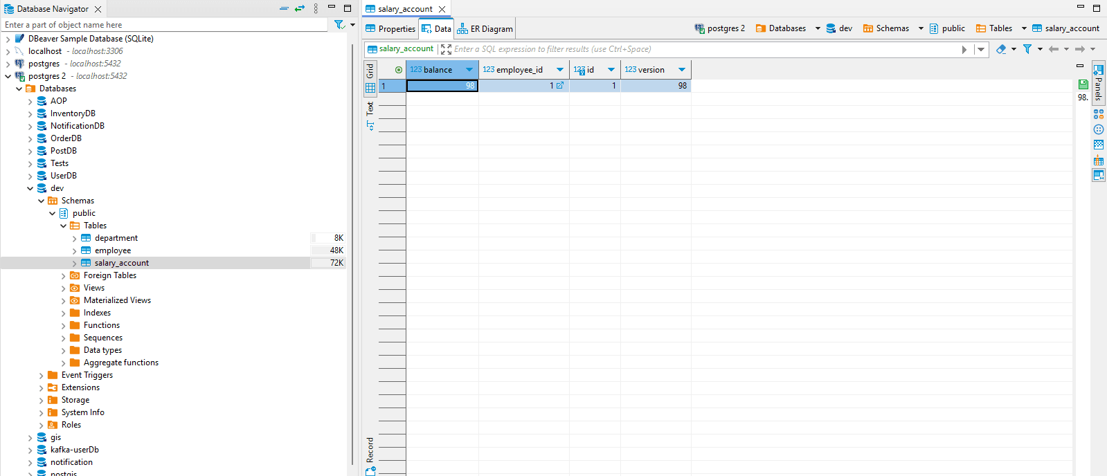 Image of database (Optimistic lock)