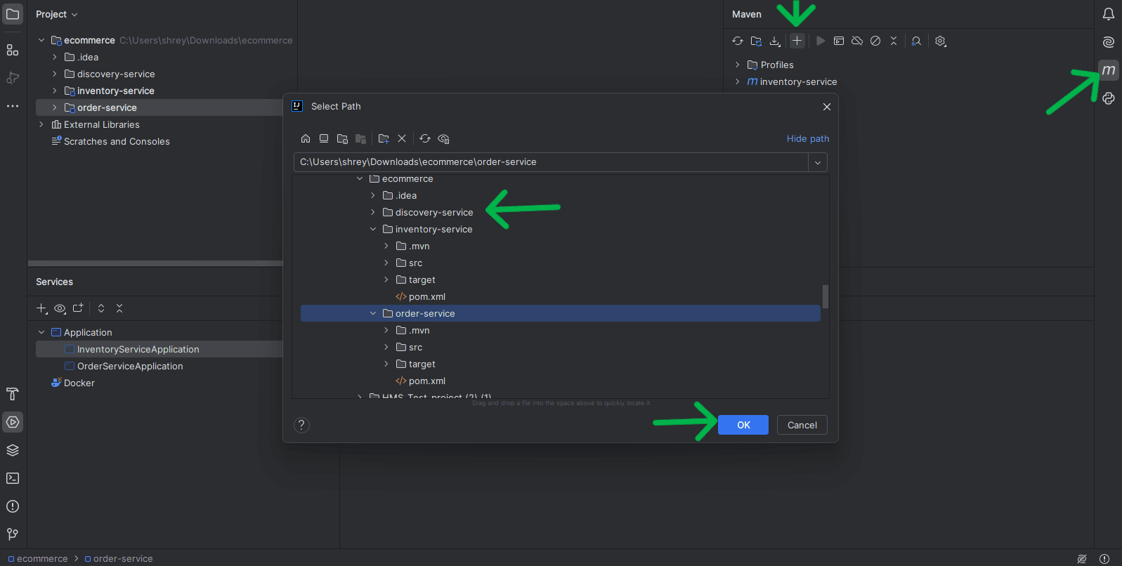 Set maven project in ide