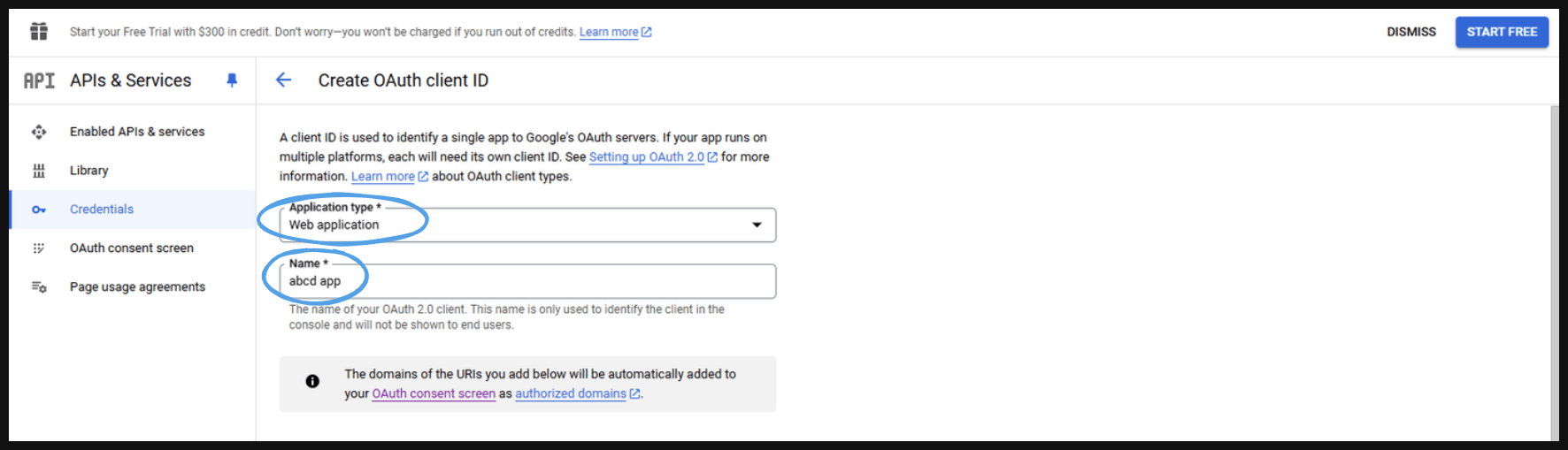 create OAuth client id