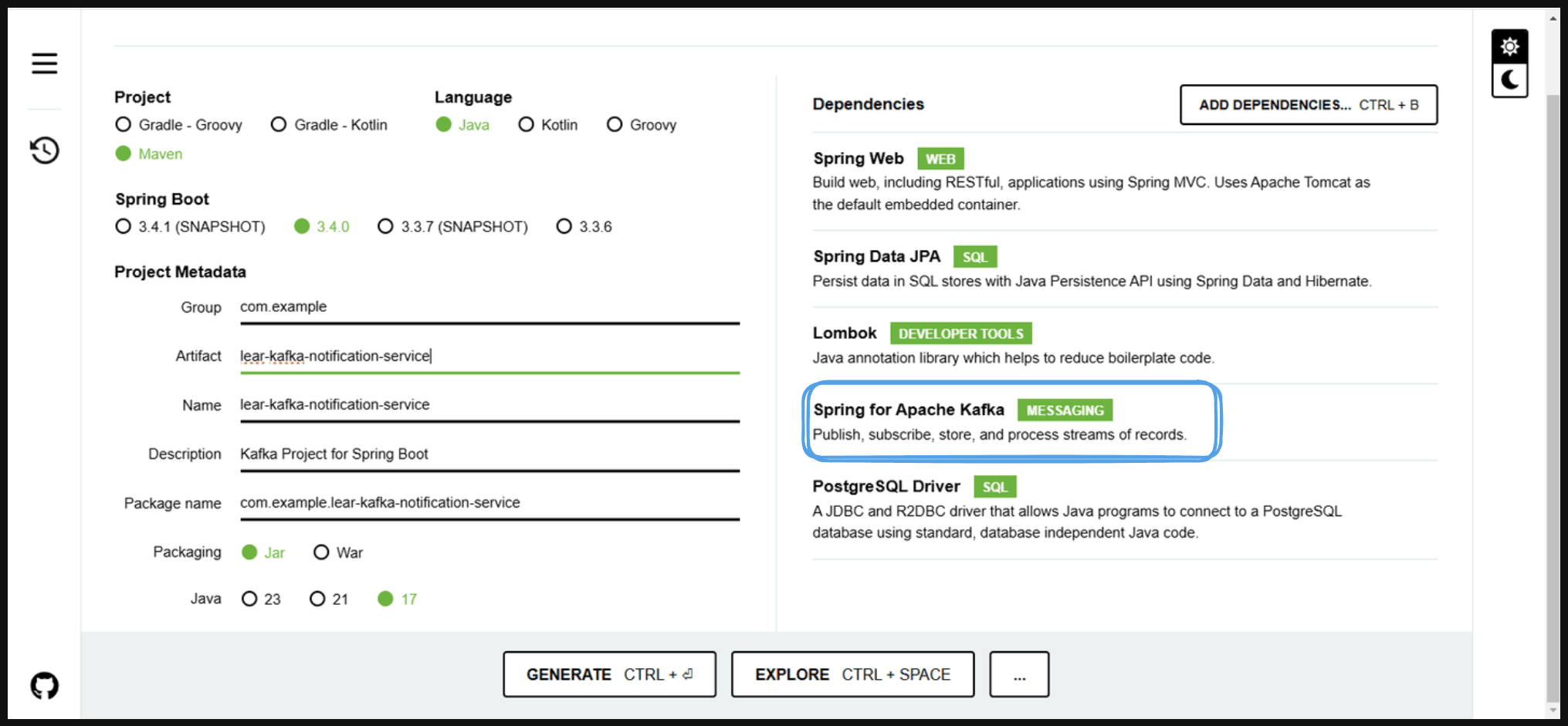 Apache kafka dependency