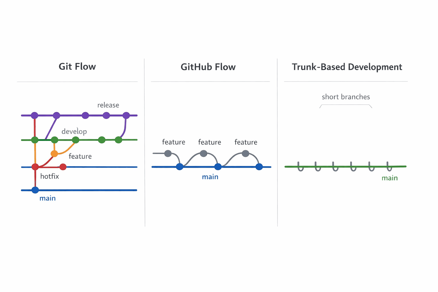 branching workflows side by side