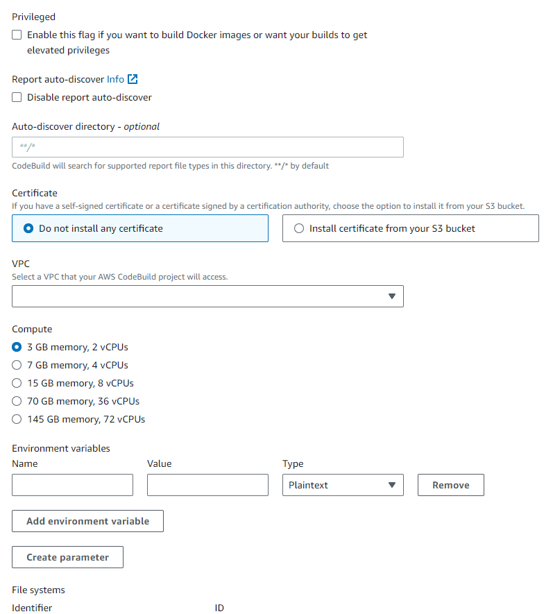 Project configuration