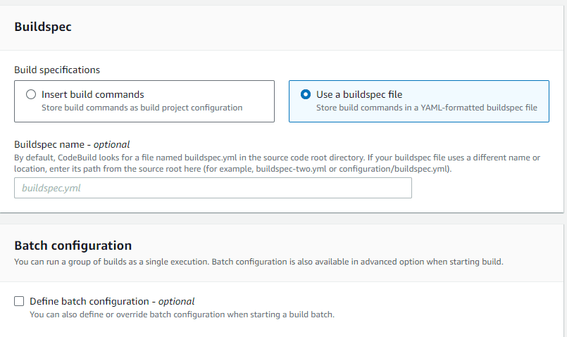 Buildspec specification